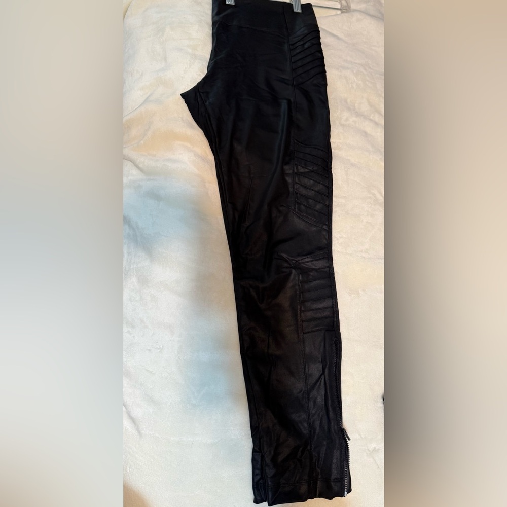 Women’s Athleta Faux Leather Black Moto-Style Pants